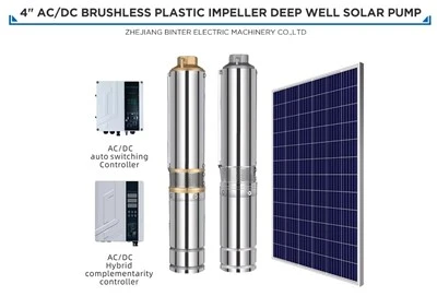 2" Høyt rangert hode 70m Solar dypbrønn nedsenkbar vannpumpe AC System